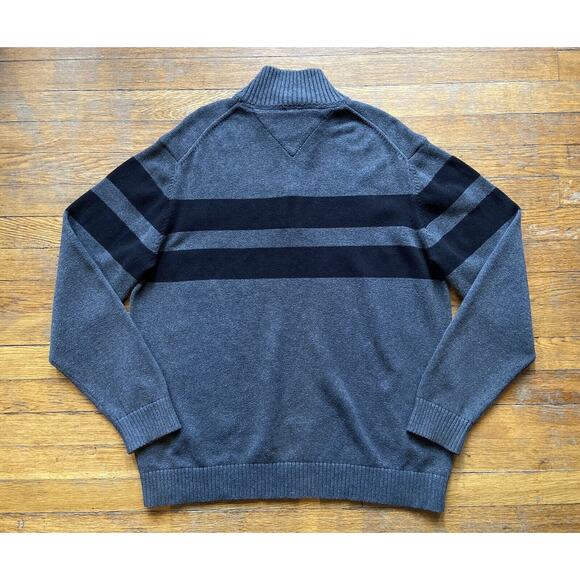 TOMMY HILFIGER Gray/Blue 1/4 Zip Cotton Pullover Sweater sz XL - Picture 9 of 10